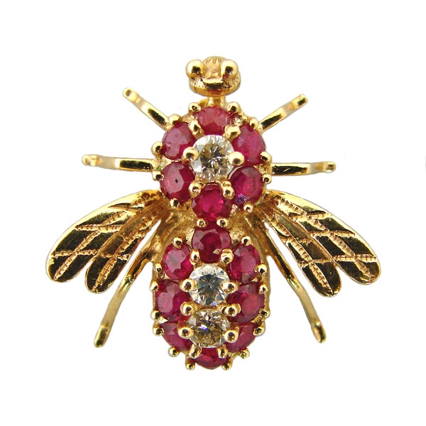 14K Gold Ruby and Diamond Bumble Bee Brooch – CollectorsNet